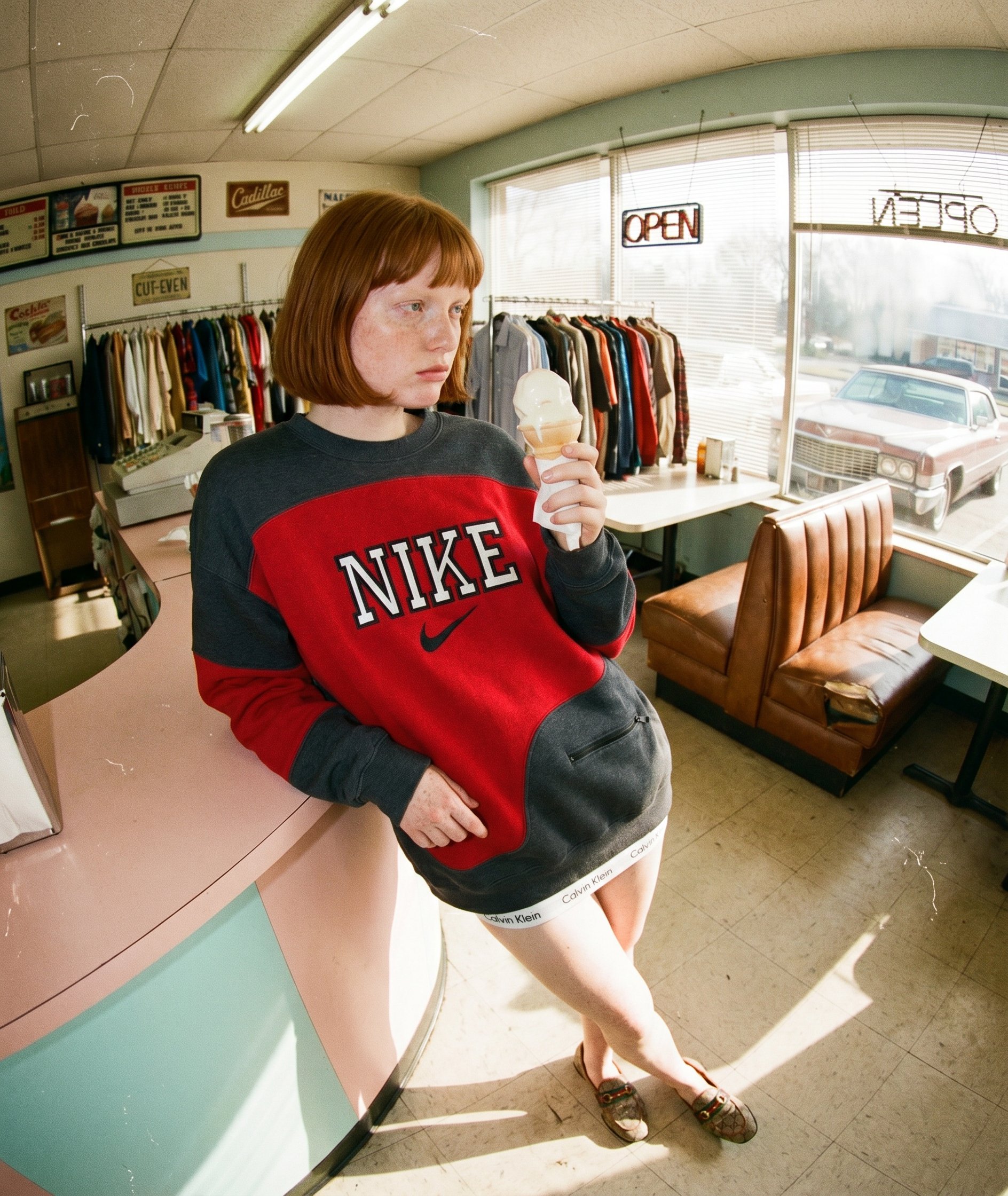 Sundae Social — diner interior with Nike sweatshirt